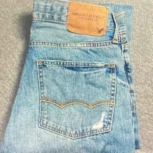 American Eagle Outfitters Light Blue Jeans with Tan Patch